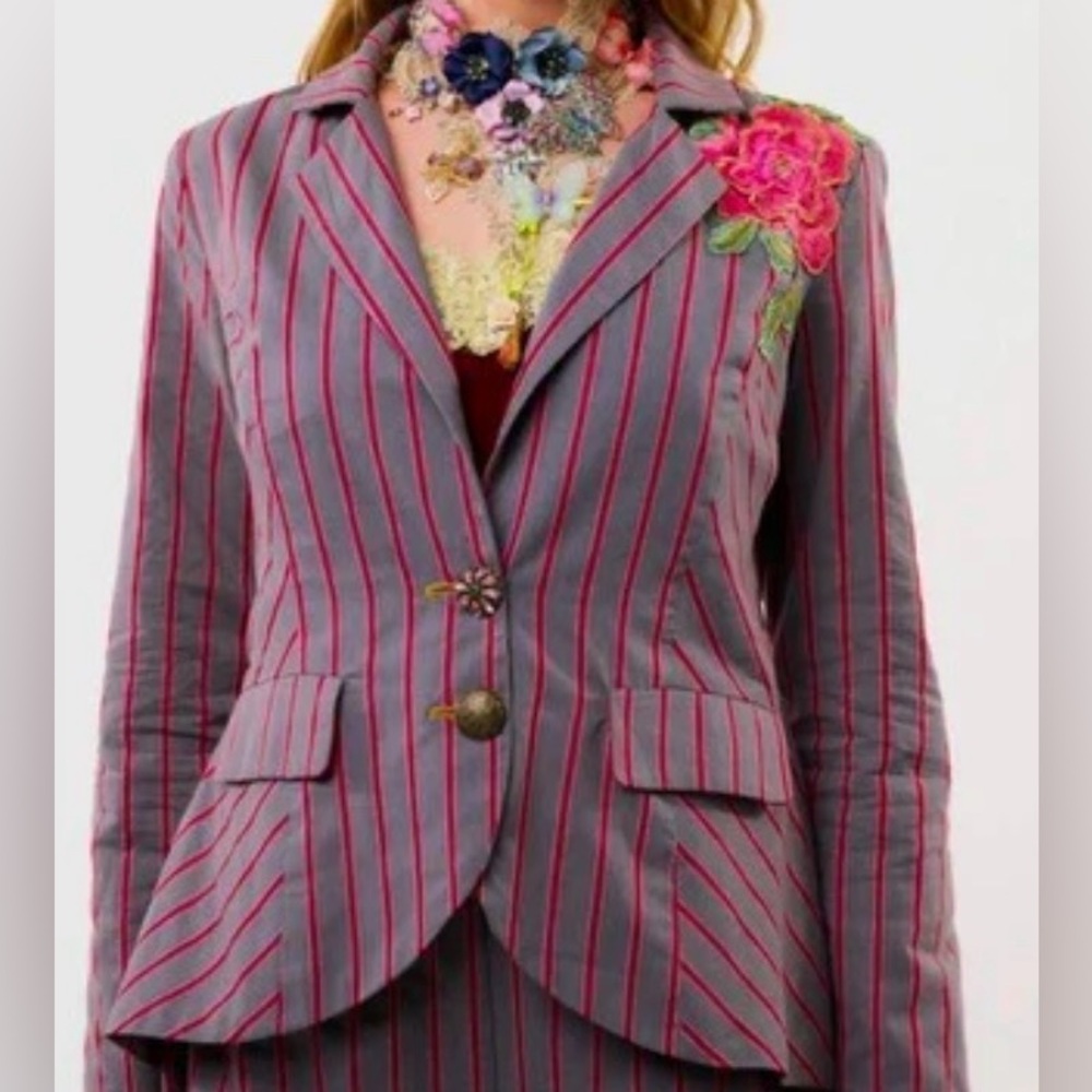Striped Gray and Pink Women's Blazer